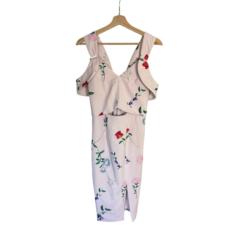 NWT Elliatt Archibald Pale Blush Floral Print Cutout Midi Dress - S - Picture 3 of 9